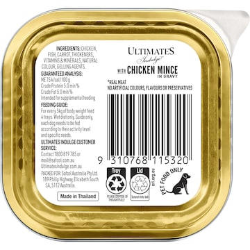 Ultimates Indulge Wet Dog Food Chicken Mince In Gravy 100g
