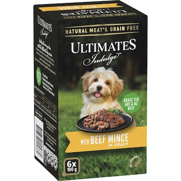 Ultimates Indulge Wet Dog Food Beef Mince In Gravy 100g x 6 pack