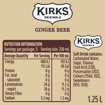 Kirks Ginger Beer Soft Drink Bottle 1.25L
