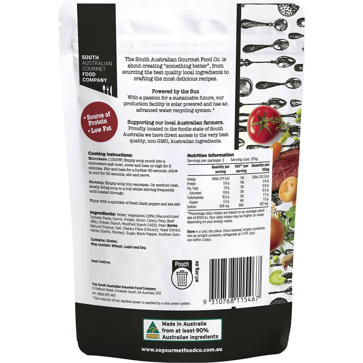 South Australian Gourmet Food Company Chunky Beef & Vegetable Soup 430g