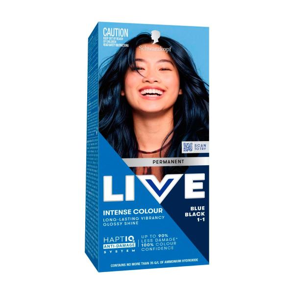 SCHWARZKOPF LIVE COLOUR PERMANENT 1.1 BLUE BLACK