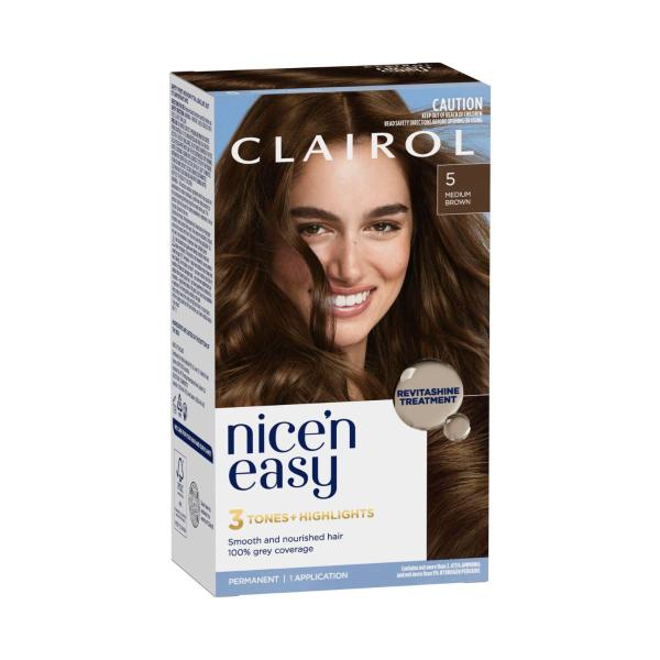 CLAIROL NICE'N EASY 5 MEDIUM BROWN PERMANENT HAIR COLOUR