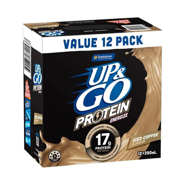 SANITARIUM UP&GO PROTEIN ENERGIZE LQD BREAKFAST COFFEE FRIDGE PACK 12X250ML