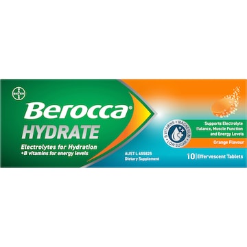 Berocca Hydrate Electrolytes Effervescent Tablets Orange 10 pack