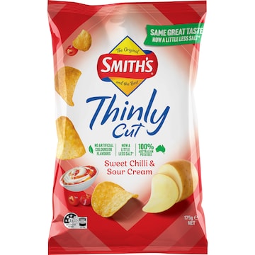 Smith's Thinly Cut Potato Chips Share Pack Sweet Chilli & Sour Cream 175g