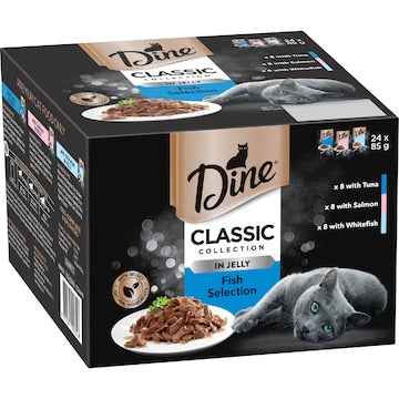 Dine Adult Wet Cat Food Fish In Jelly Selection 85g x 24 pack