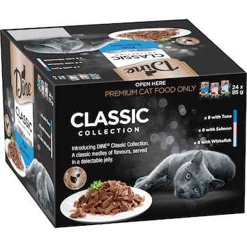 Dine Adult Wet Cat Food Fish In Jelly Selection 85g x 24 pack