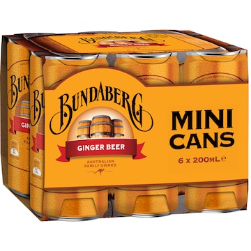 Bundaberg Ginger Beer Mini Cans 200mL x 6 pack