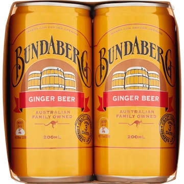 Bundaberg Ginger Beer Mini Cans 200mL x 6 pack