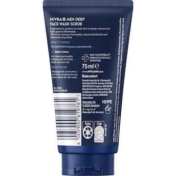 Nivea Men Deep Anti Blackhead Face Scrub With Charcoal 75mL