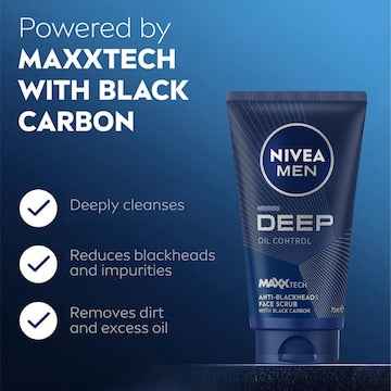 Nivea Men Deep Anti Blackhead Face Scrub With Charcoal 75mL