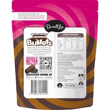 Darrell Lea Dark Chocolate Liquorice Bullets 204g