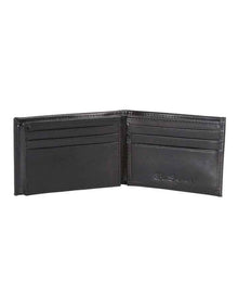 Black Leather Slim Tri-fold Wallet