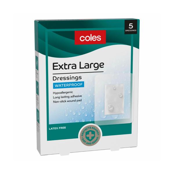 COLES DRESSINGS WATERPROOF XL 5PK