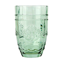 6 Green Ornate Highball Glasses
