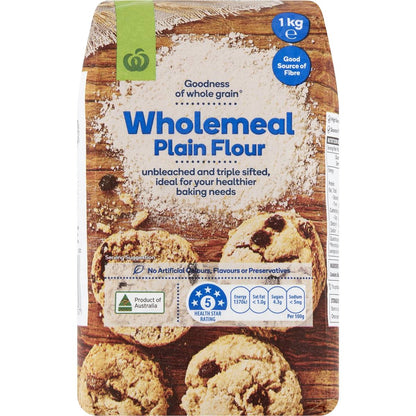Woolworths Wholemeal Plain Flour 1kg