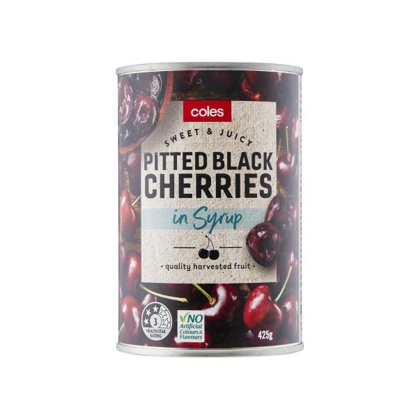 COLES BLACK PITTED CHERRIES IN SYRUP