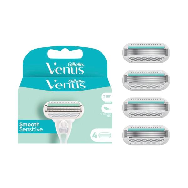 GILLETTE VENUS SMOOTH SENSITIVE RAZOR BLADES REILL 4 PACK