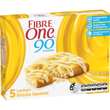 Fibre One 90 Calorie Lemon Drizzle Squares 5 Pack 120g
