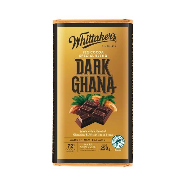 WHITTAKER'S BLOCK CHOCOLATE DARK GHANA 72% 250G