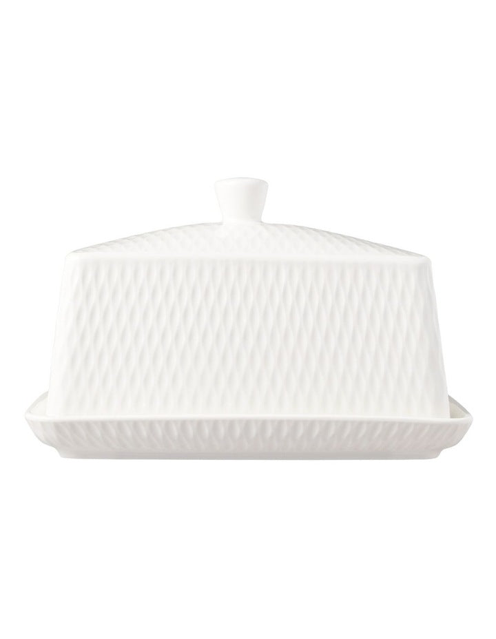 Whites Basics Diamonds Butter Dish Gift Boxed in White