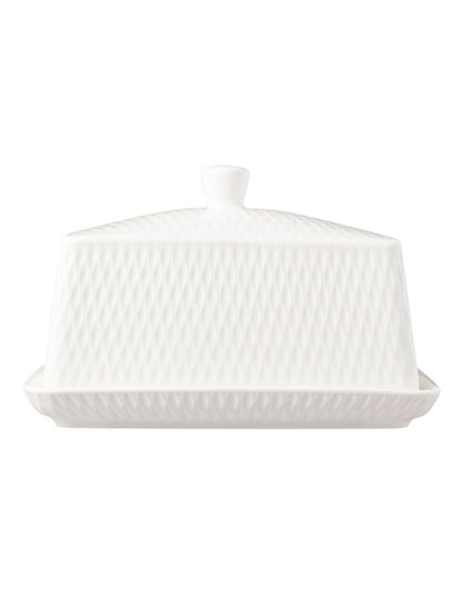 Whites Basics Diamonds Butter Dish Gift Boxed in White