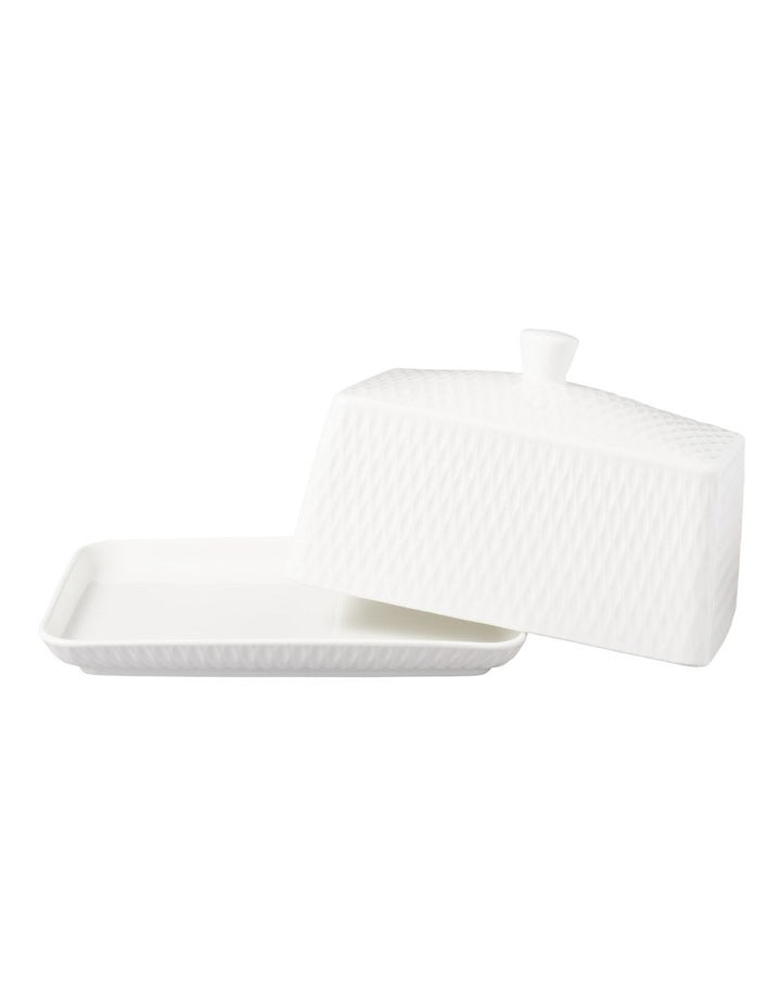 Whites Basics Diamonds Butter Dish Gift Boxed in White