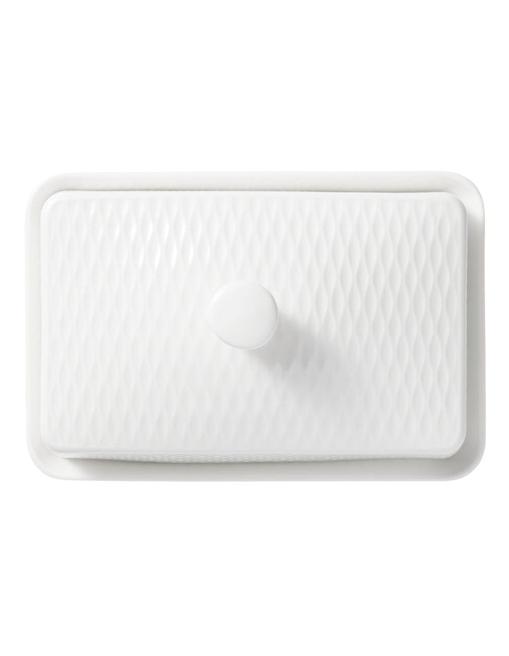 Whites Basics Diamonds Butter Dish Gift Boxed in White