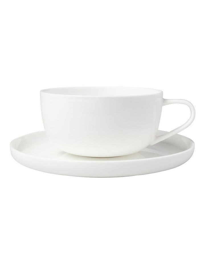 Cashmere High Rim Cup & Saucer 300ml in White