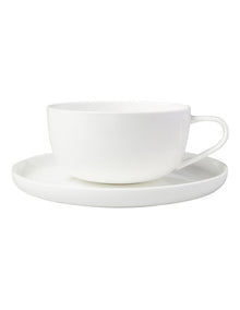 Cashmere High Rim Cup & Saucer 300ml in White