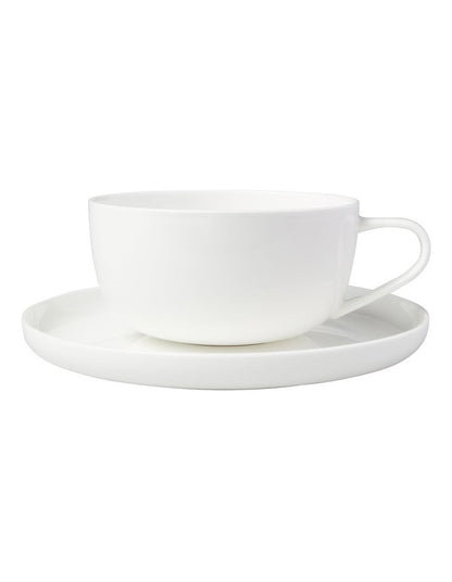 Cashmere High Rim Cup & Saucer 300ml in White
