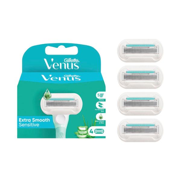 GILLETTE VENUS DELUXE SMOOTH SENSITIVE RAZOR BLADES 4 PACK