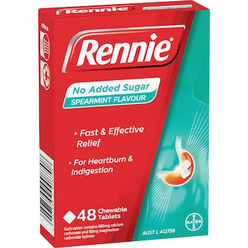 Rennie Antacid Chewable Tablets Spearmint Flavour 48 pack