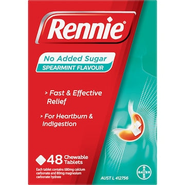 Rennie Antacid Chewable Tablets Spearmint Flavour 48 pack