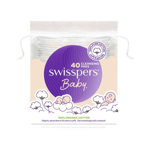 SWISSPERS BABY ORGANIC COTTON PADS 40 PACK