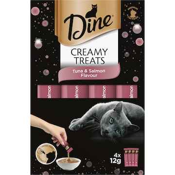 Dine Cat Creamy Treats Tuna & Salmon Flavour Sachets 12g x 4 pack