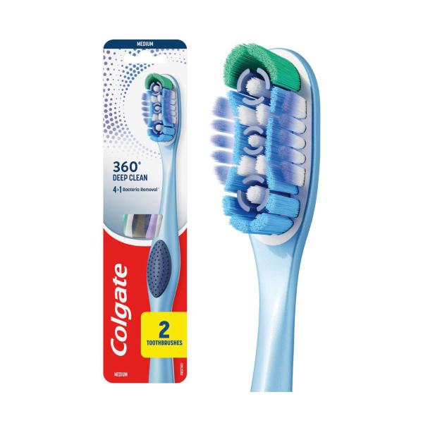COLGATE 360 DEGREE MEDIUM TOOTHBRUSH 2 PACK
