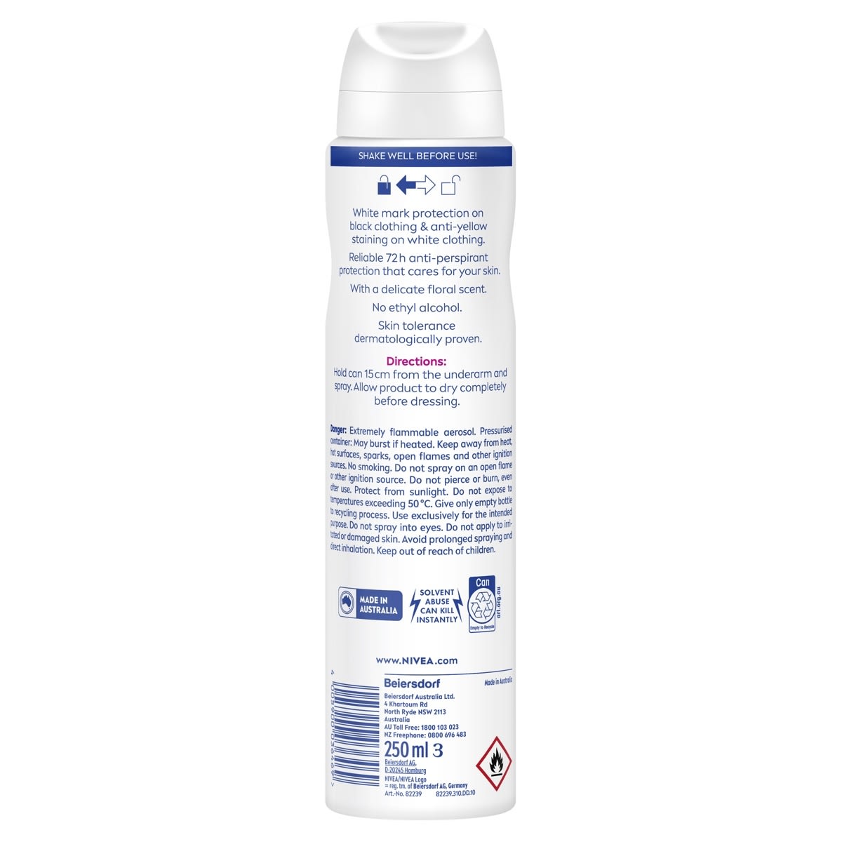 Nivea Black & White Invisible Clear Anti-Perspirant Aerosol Deodorant 250ml