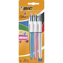 BIC 4 Colour Retractable Ball Pen Shine 3 pack