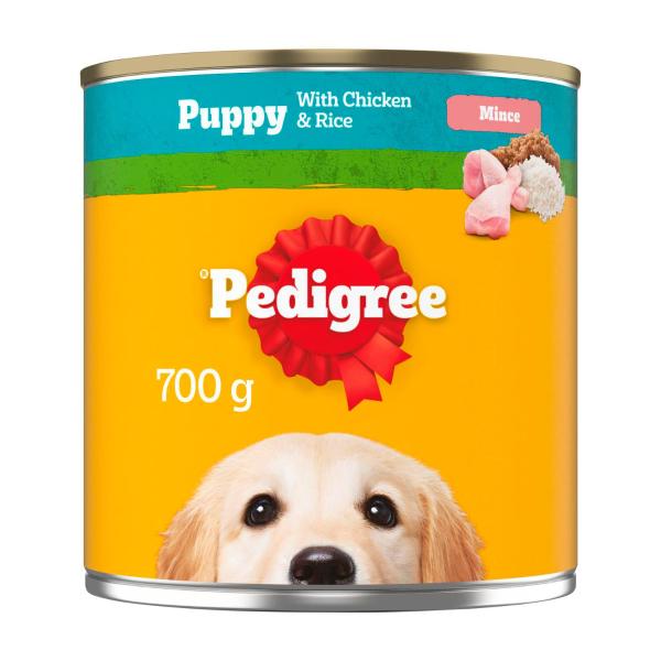PEDIGREE PUPPY WET DOG FOOD WITH CHICKEN & RICE MINCE 700G CAN