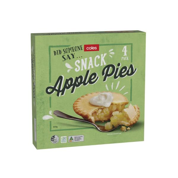 COLES 4PK SNACK:FRUIT PIE APPLES:.:500 GRAM