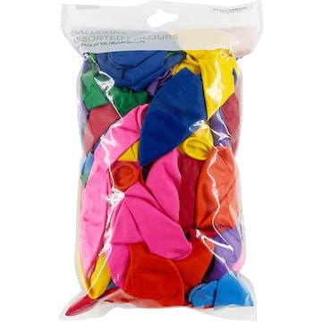 Whiz Pop Bang Assorted Coloured Balloons 100 pack