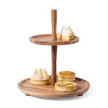 2 Tier Acacia Cake Stand - Brown