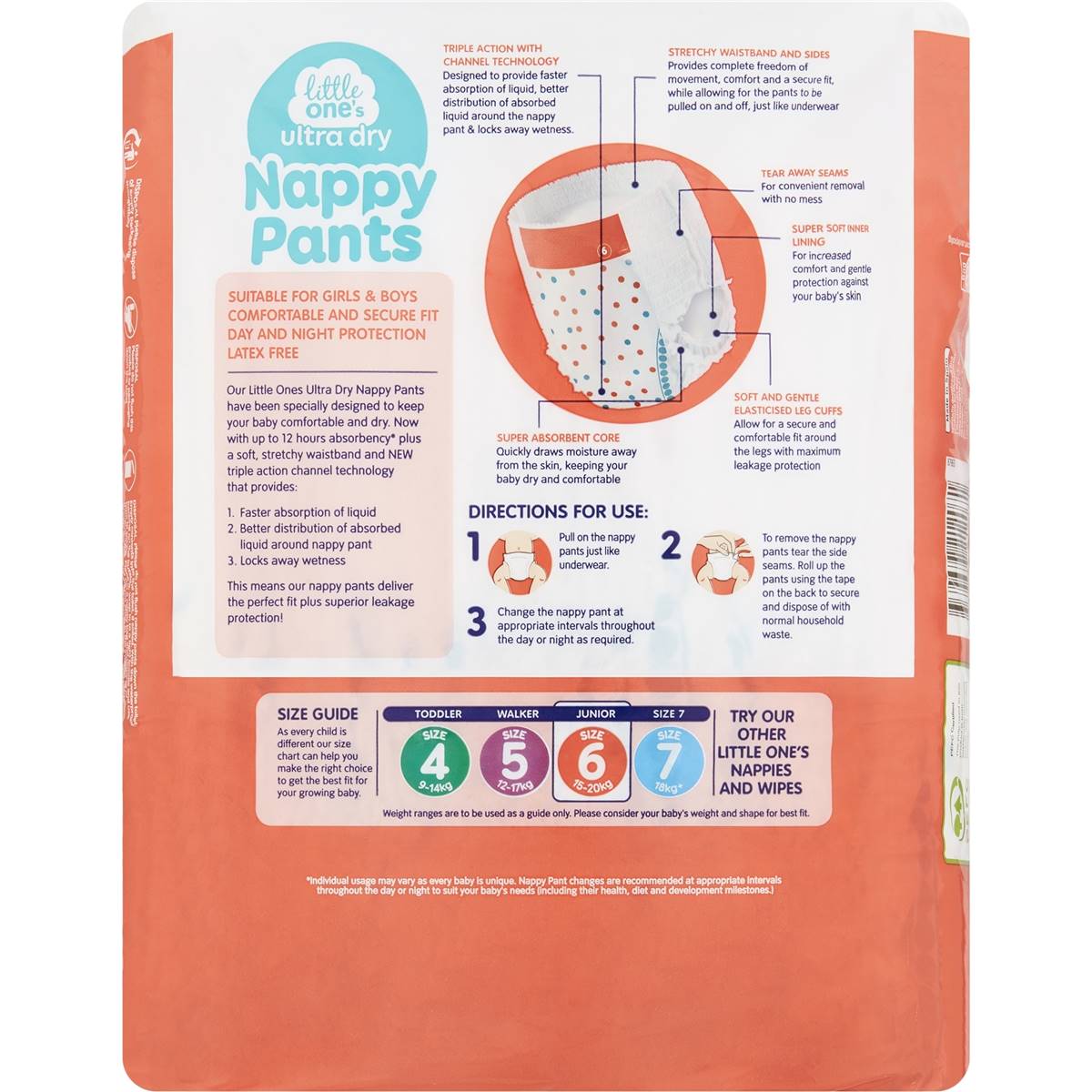 Little One's Nappy Pants Junior 15-20 Kg 21 Pack
