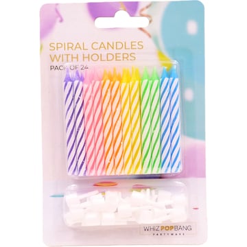 Whiz Pop Bang Spiral Candles With Holder 24 pack