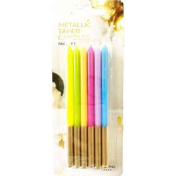 Whiz Pop Bang Metallic Taper Candles Assorted 12 pack