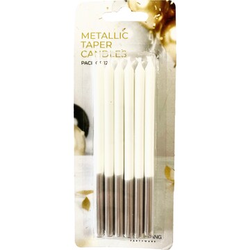 Whiz Pop Bang Metallic Taper Candles Assorted 12 pack