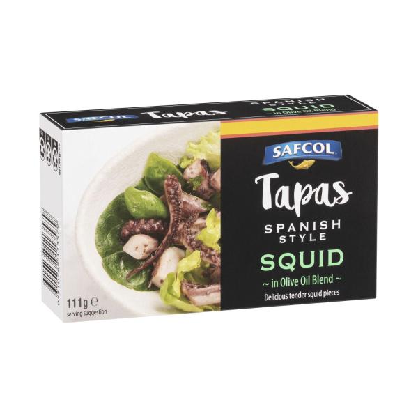 SAFCOL SQUID PIECES IN OLIVE OIL BLEND 111G