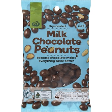 Woolworths Milk Chocolate Peanuts 190g