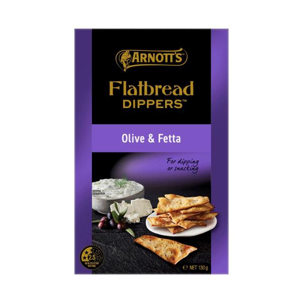 ARNOTTS FLATBREAD DIPPERS:FETA & OLIVE:.:130 GRAM